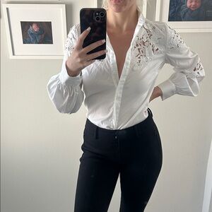 White House Black Market White Lace Blouse